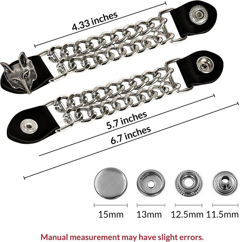 Mirthcos Motorcycle Vest Extenders for Men & Women - 4 PCS Leather Vest Extensions for Biker - Durable Double Chrome Chains - Image 3